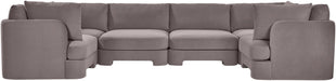 Meridian Furniture Hammond velvet U-shaped sectional sofa with plush upholstery and six sections, designed for comfortable stationary seating.