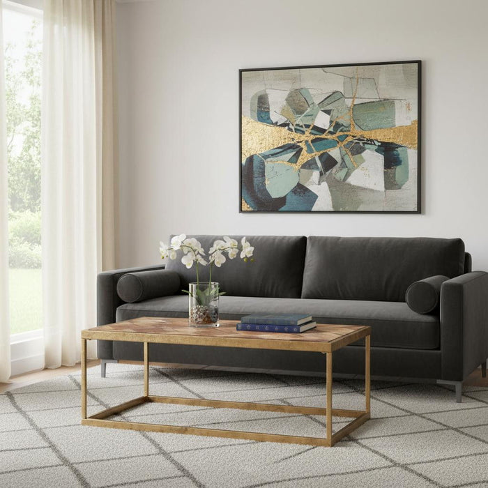 48" Solid Wood And Metal Rectangular Coffee Table - Brown