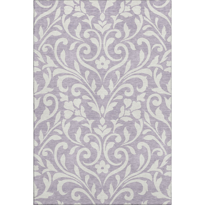 10' X 14' Floral Washable Area Rug With UV Protection (669624) - Lavender / Ivory
