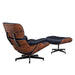 28-inch mid-century leather lounge chair with tufted upholstery and matching ottoman in rosewood finish, by HomeRoots.