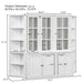 Giga retro white wall display cabinet with glass doors, 75.25-inch tall, featuring triangle-sided bookshelves for stylish storage.