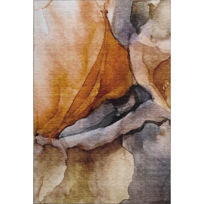 10' X 14' Abstract Washable Area Rug With UV Protection (708631) - Rust / Gray / Beige