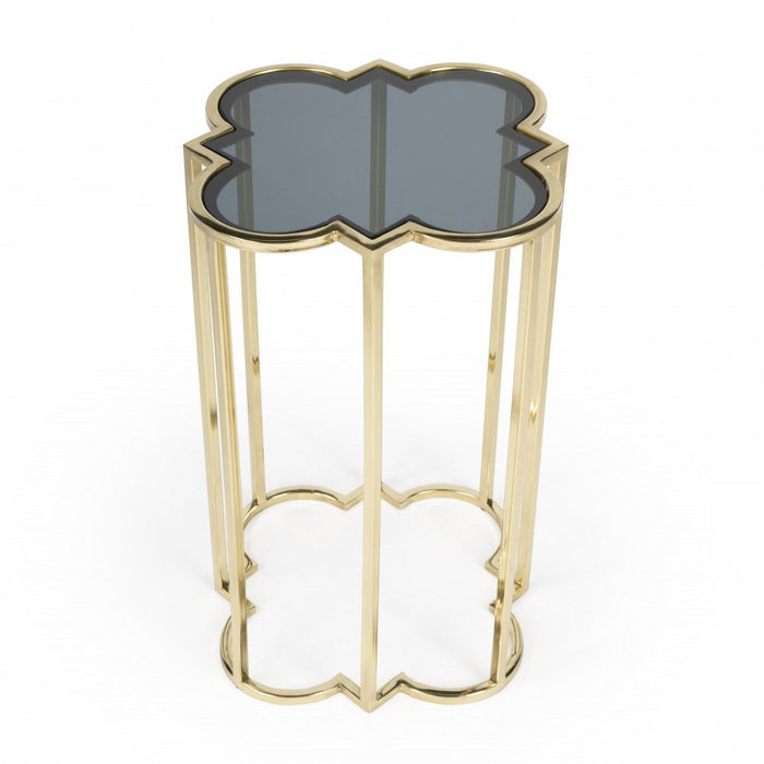 Glass Free Form End Table - Gold And Black