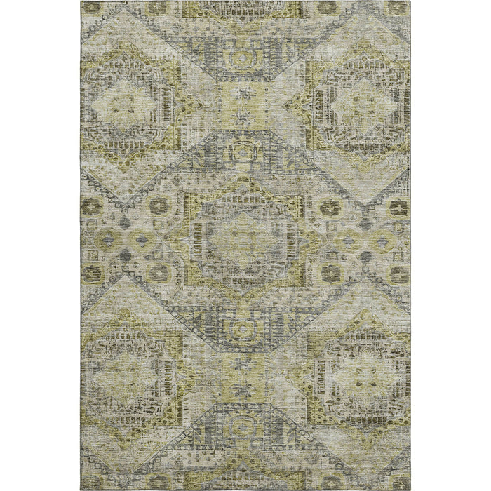 10' X 14' Abstract Geometric Washable Area Rug With UV Protection (708385) - Khaki / Beige / Gray