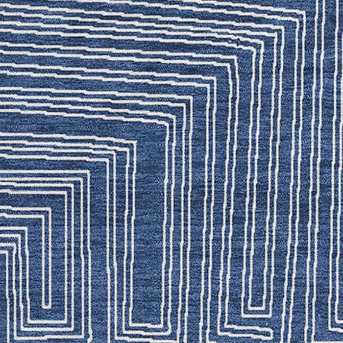 10' X 14' Geometric Washable Area Rug With UV Protection (681995) - Navy Blue / Ivory