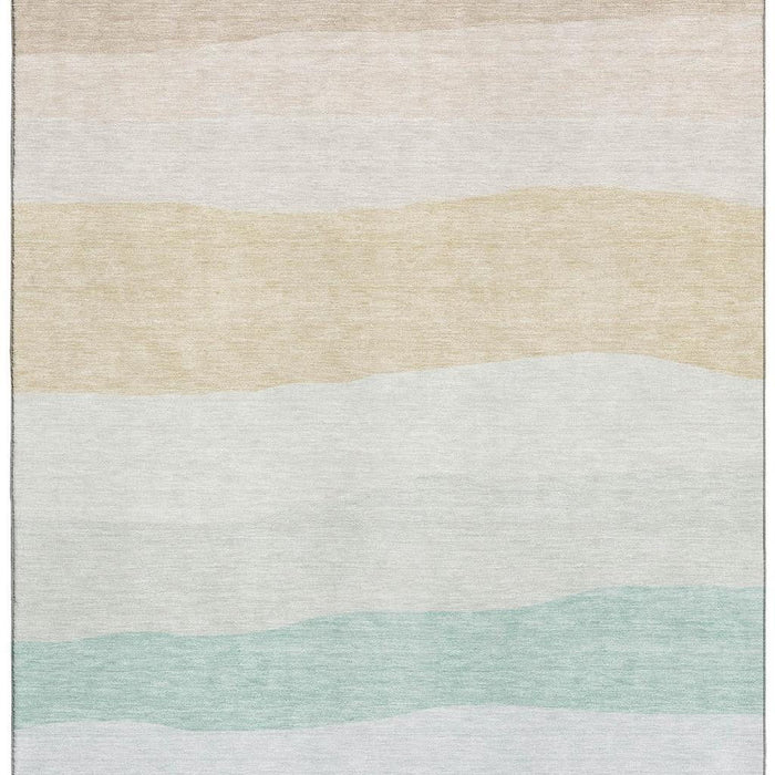 10' X 14' Striped Washable Area Rug With UV Protection (714901) - Teal / Green