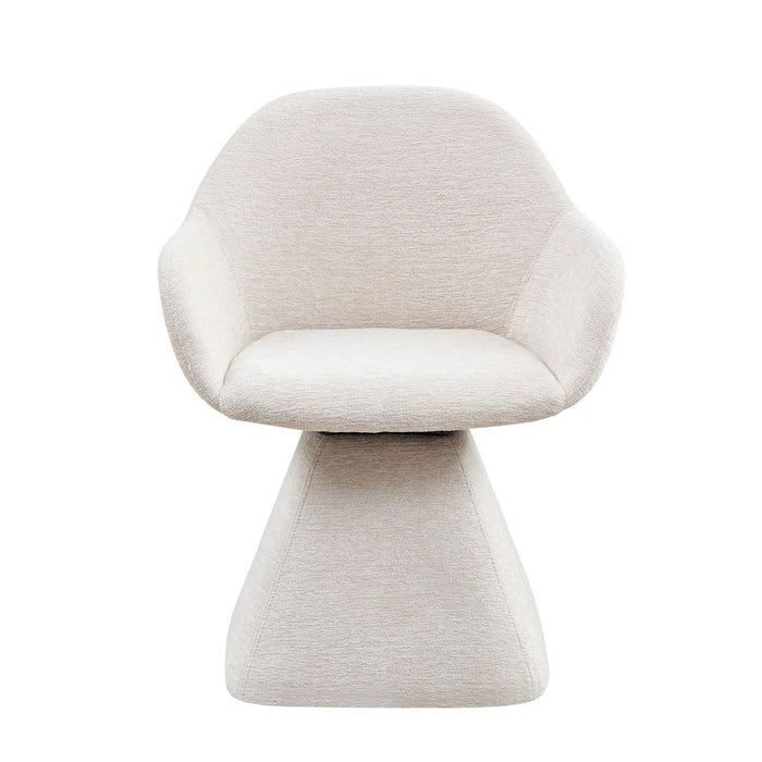 Giga beige 180° rotating accent swivel chair for living room with modern design and comfortable cushioning.