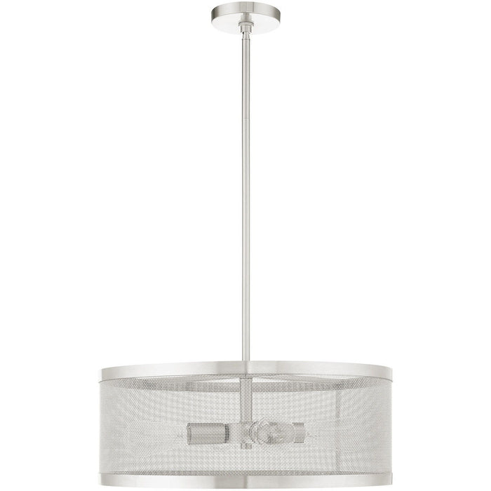 16" Four Light Dimmable Chandelier With Shades - Nickel