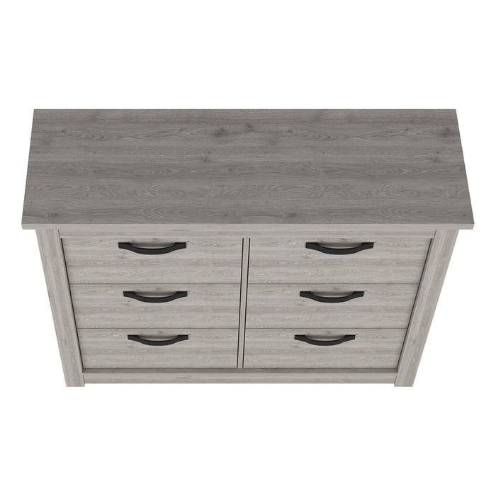 47" Six Drawer Double Dresser - Light Gray