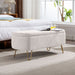 Giga storage ottoman bench with modern camel faux fur upholstery, padded top, and built-in storage for bedroom or living room.