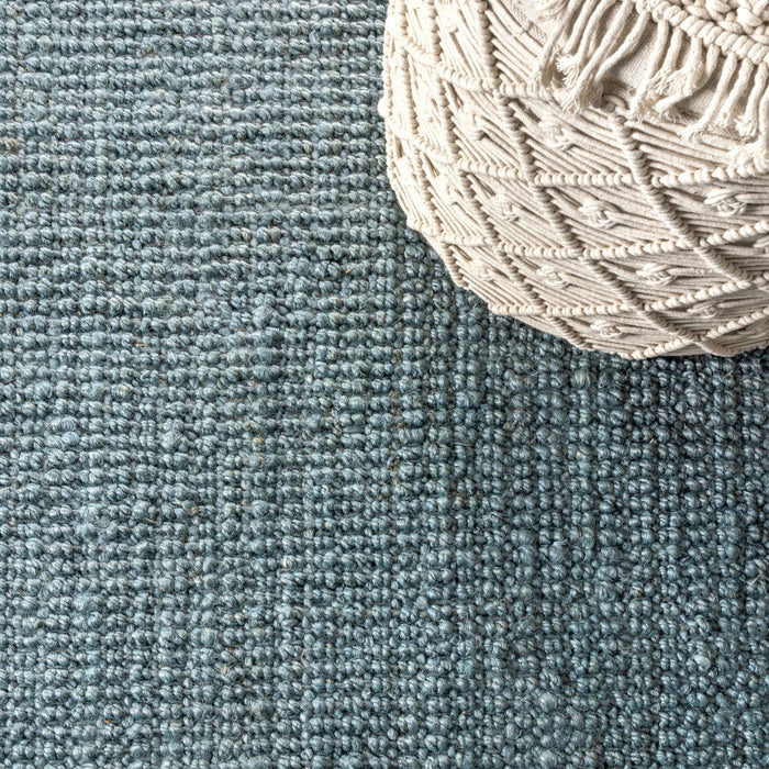 9' X 12' Jute Handmade Area Rug With Fringe (684897) - Light Blue