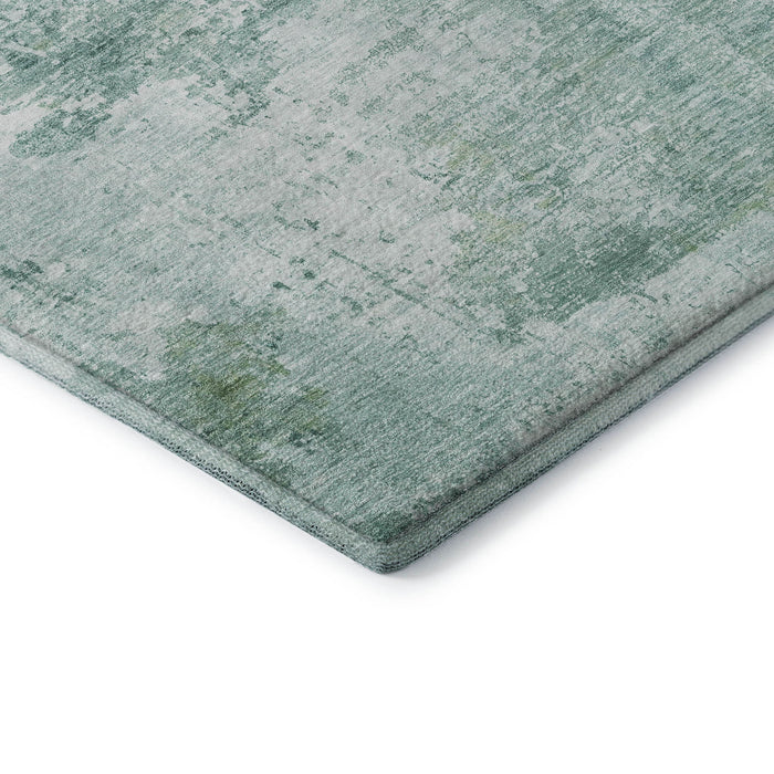 10' X 14' Abstract Washable Area Rug With UV Protection (700697) - Aqua / Ivory
