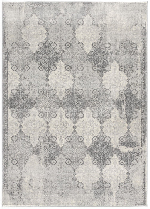 8' x 11' Distressed Trellis Pattern Area Rug - Gray