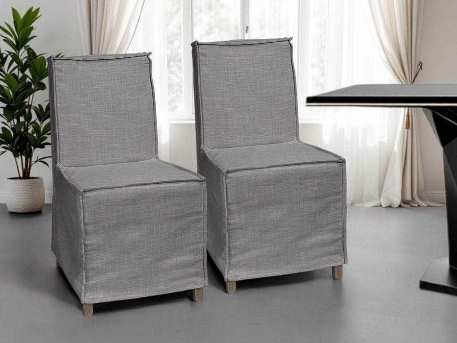 Slipcovered Wood Parsons Chairs (Set of 2) - Gray