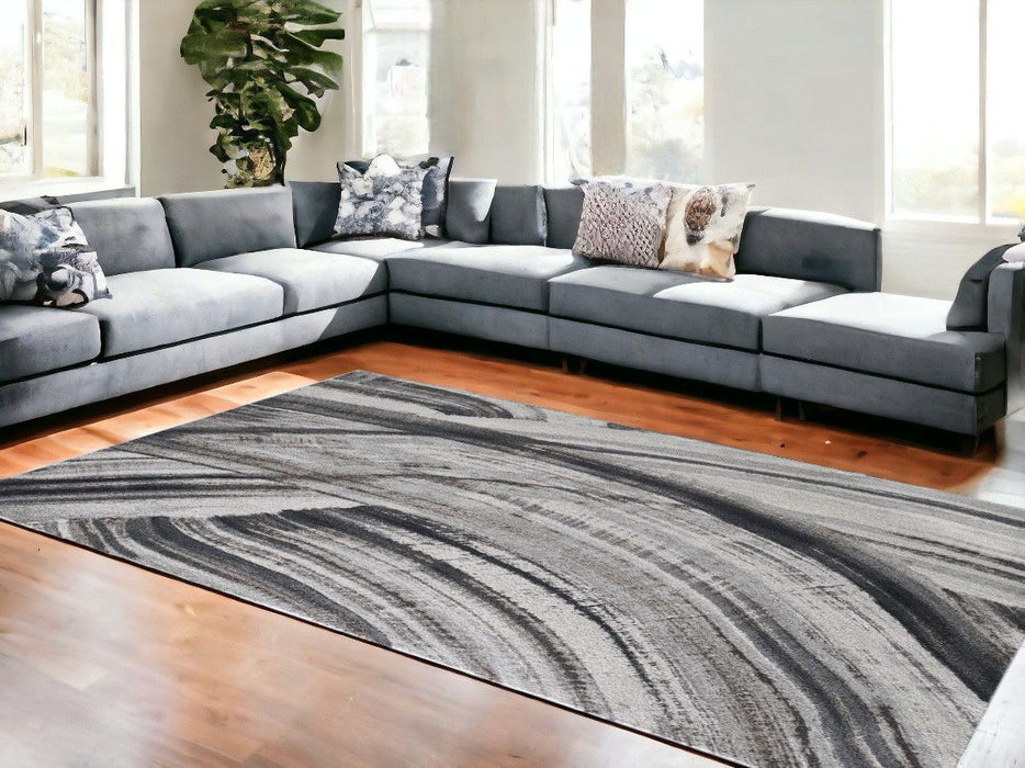 7.8' x 10.8' Abstract Area Rug - Gray And Ivory