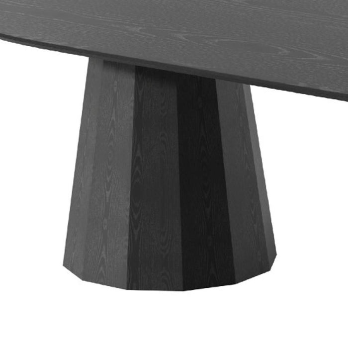 86'' Wooden Double Pedestal Base Oval Dining Table - Black