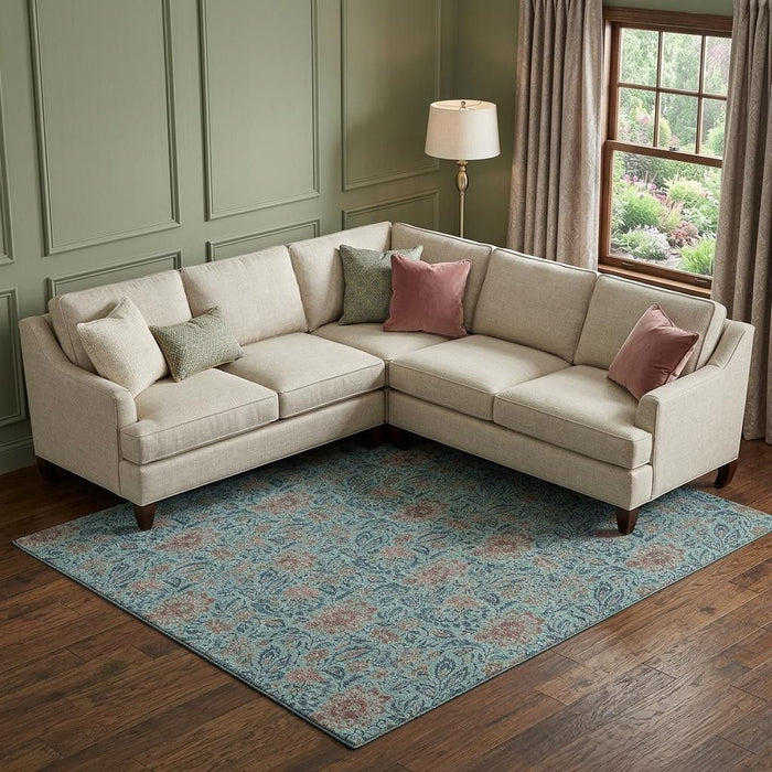 10' X 14' Floral Washable Area Rug With UV Protection (655024) - Teal / Brown