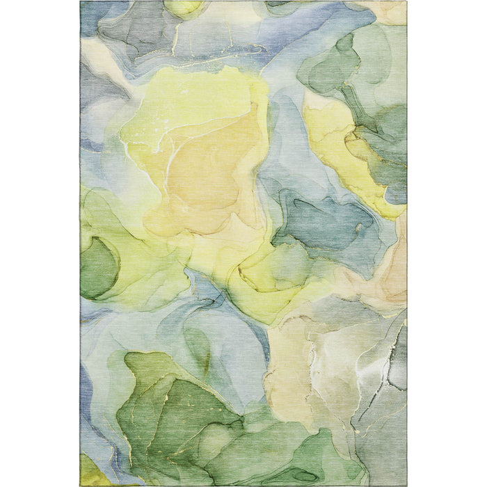 10' X 14' Abstract Washable Area Rug With UV Protection (646752) - Yellow / Blue / Beige
