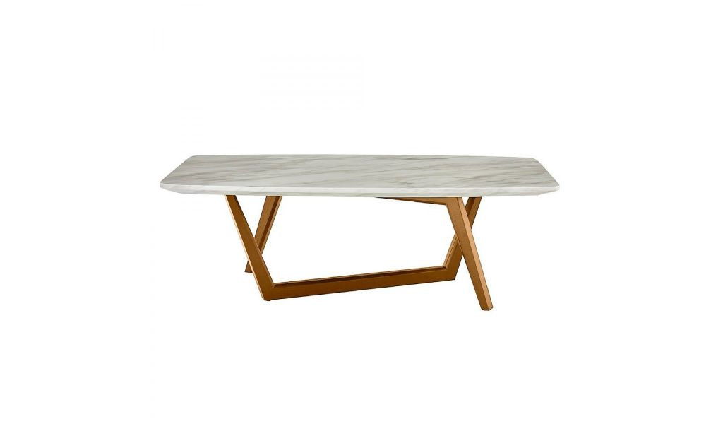 51" Ceramic Tile Rectangular Coffee Table - Walnut And White