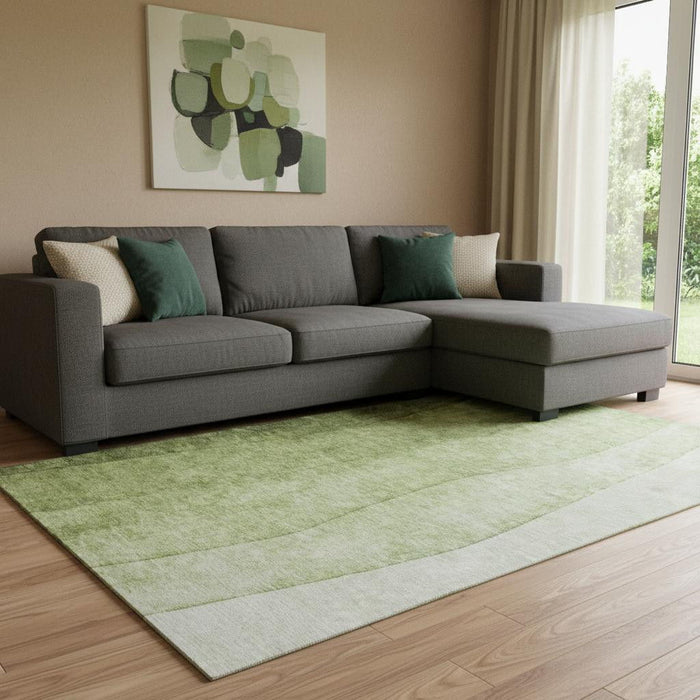 10' X 14' Ombre Washable Area Rug With UV Protection (652737) - Olive Green / Ivory