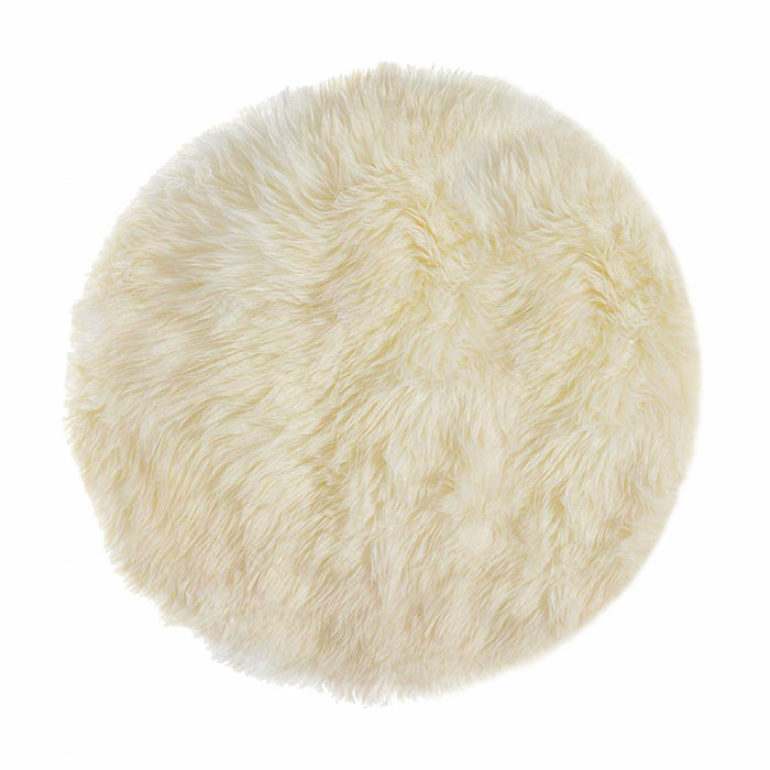 5' Round Shag Sheepskin Area Rug - Off White
