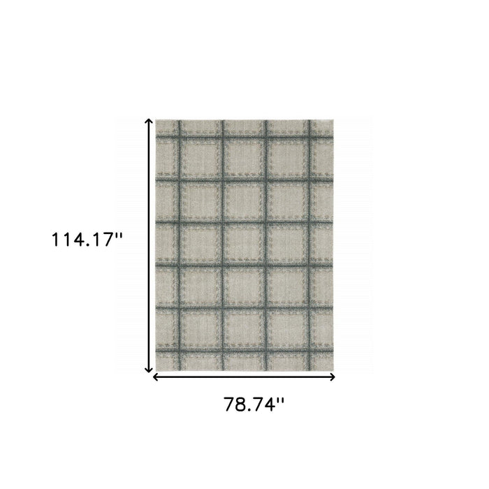 7' x 10' Geometric Power Loom Polyester Area Rug - Gray