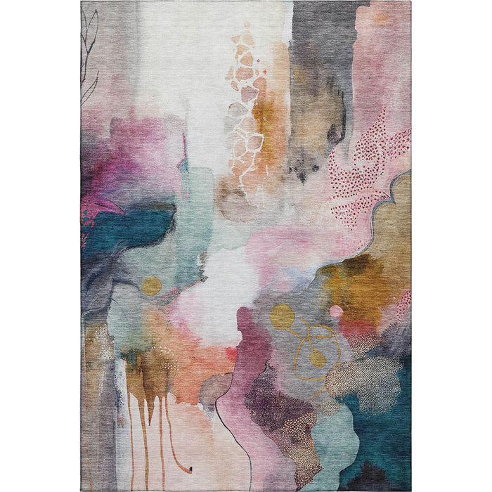 10' X 14' Abstract Washable Area Rug With UV Protection (714763) - Blush / Ivory
