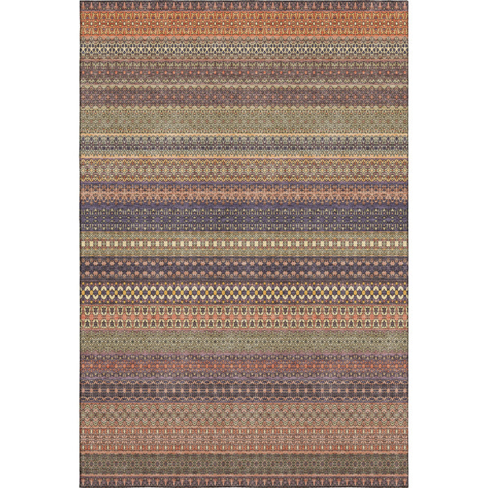 10' X 14' Striped Washable Area Rug With UV Protection (647542) - Rust / Purple