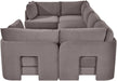Velvet performance fabric upholstered Meridian Furniture 6-piece U-shaped sectional sofa in stationary style.
