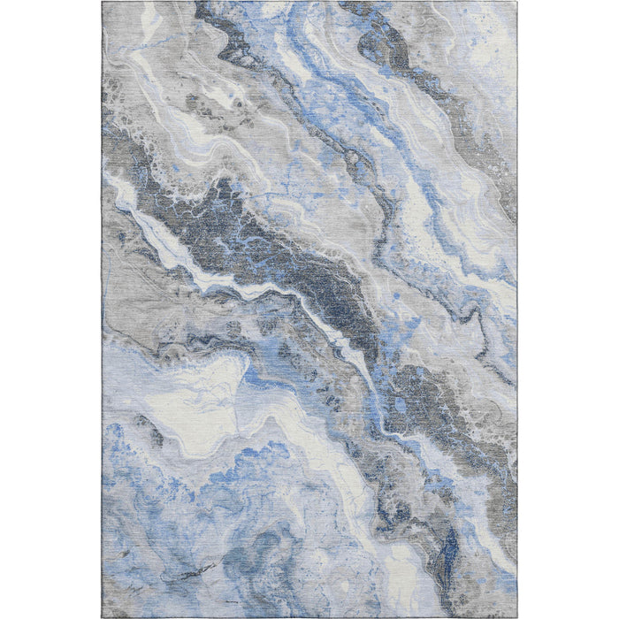 10' X 14' Abstract Washable Area Rug With UV Protection (697854) - Blue / Gray / Silver