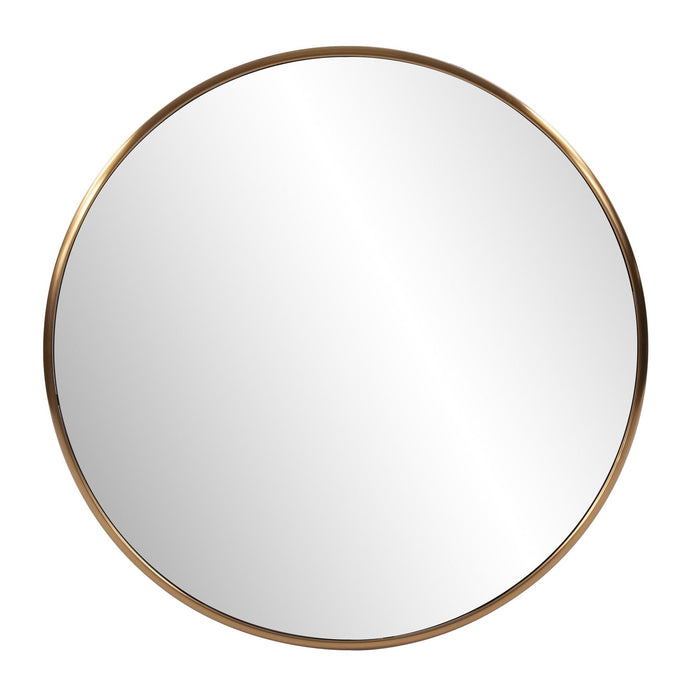 32" Brass Round Wall Mirror - Antiqued Brushed