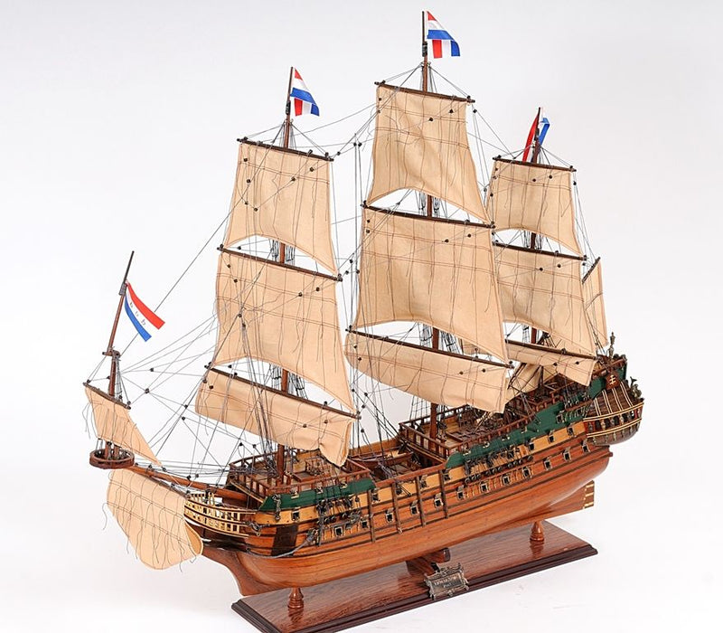 Hand Painted Model Boat Tabletop Sculpture (364387) - Brown