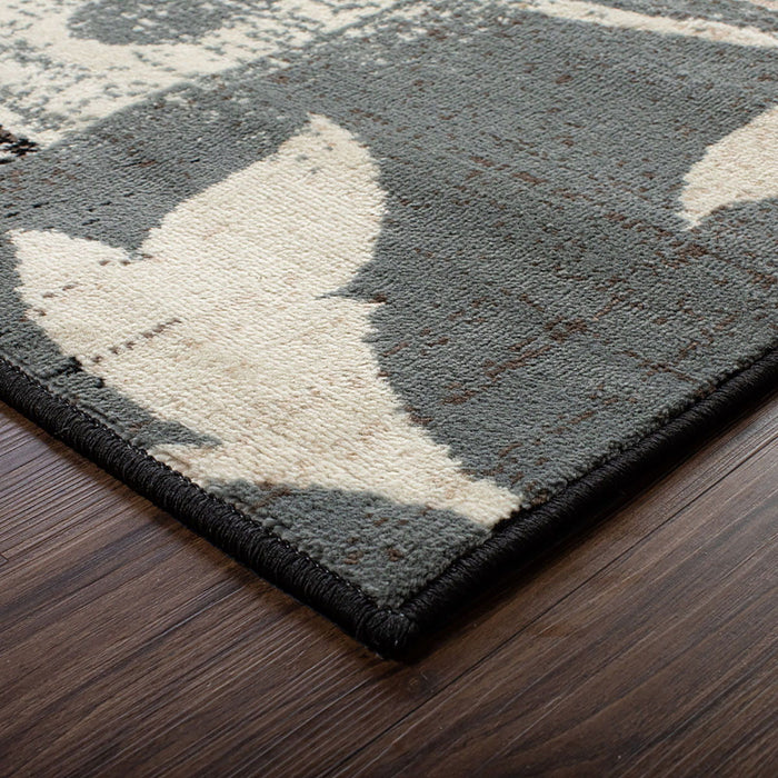 9' x 12' Floral Power Loom Stain Resistant Area Rug - Beige