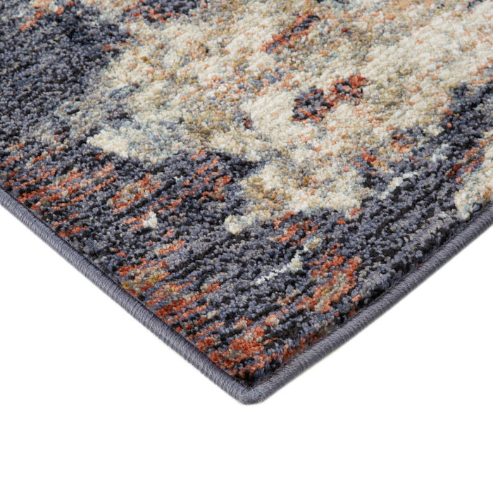 9' x 12' Abstract Power Loom Area Rug - Ivory Navy And Orange