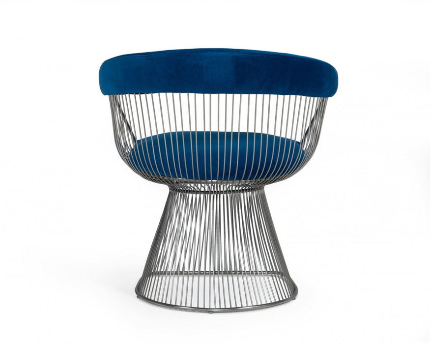 Velvet Steel Windsor Back Dining Arm Chair - Blue