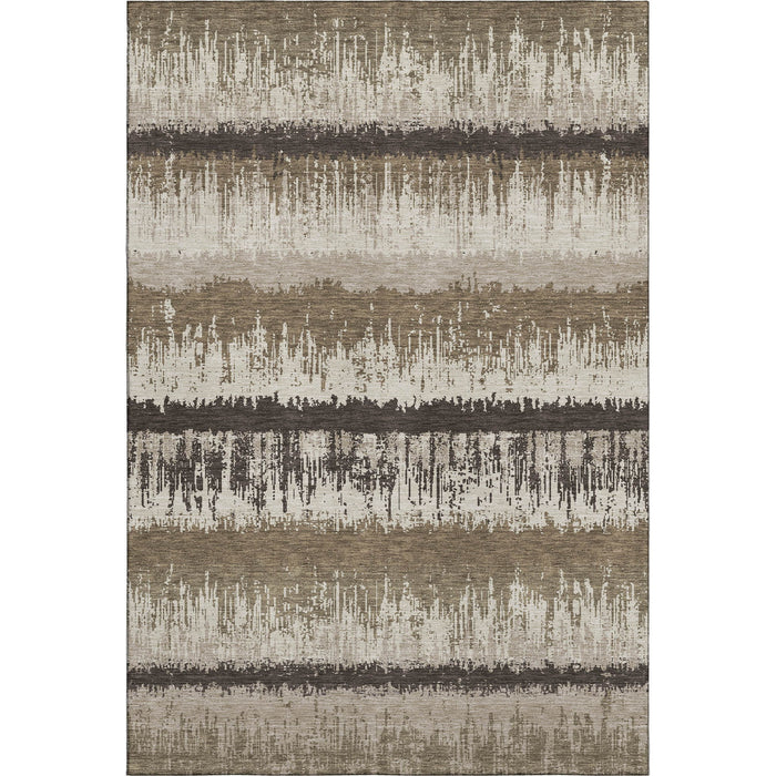 10' X 14' Striped Washable Area Rug With UV Protection (679486) - Brown / Beige / Ivory