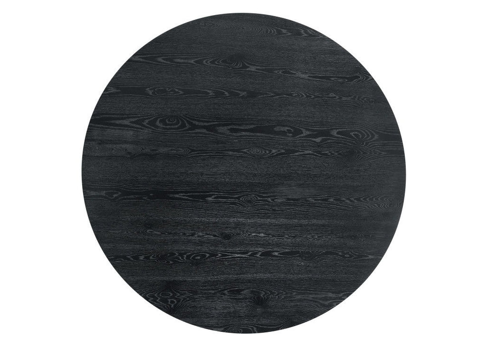 Wood Pedestal Base Round Top Dining Table - Black