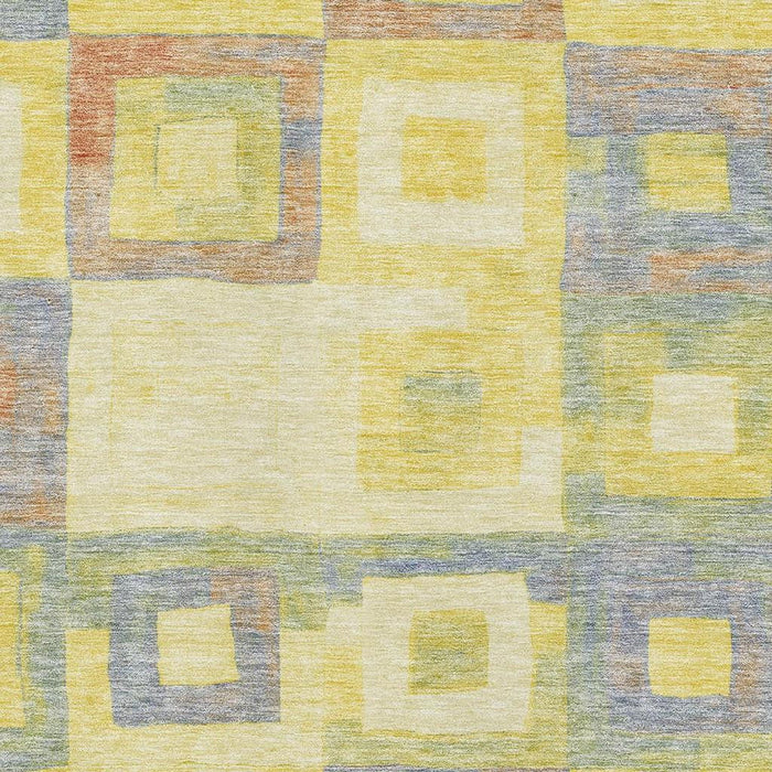 10' X 14' Geometric Washable Area Rug With UV Protection (686711) - Yellow / Orange / Purple / Ivory