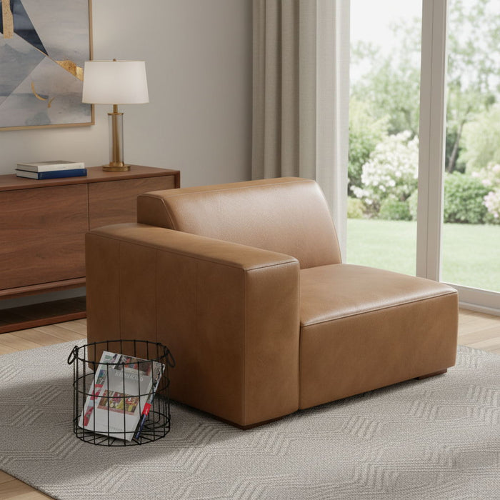 44" Leather Modular Sofa - Brown