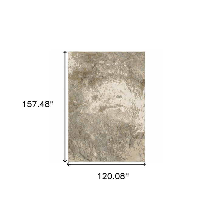 10' X 13' Abstract Power Loom Area Rug - Gray And Beige