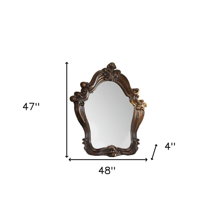 47" Crowned Top Solid Framed Mounted Dresser Mirror - Brown