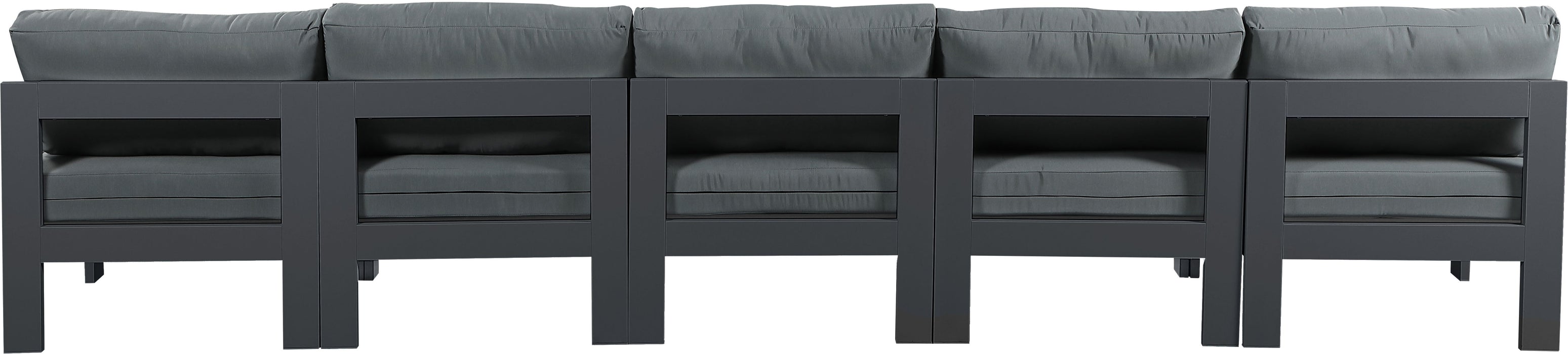 Nizuc - Outdoor Patio 5 Seat Modular Armless Sofa With Gray Frame