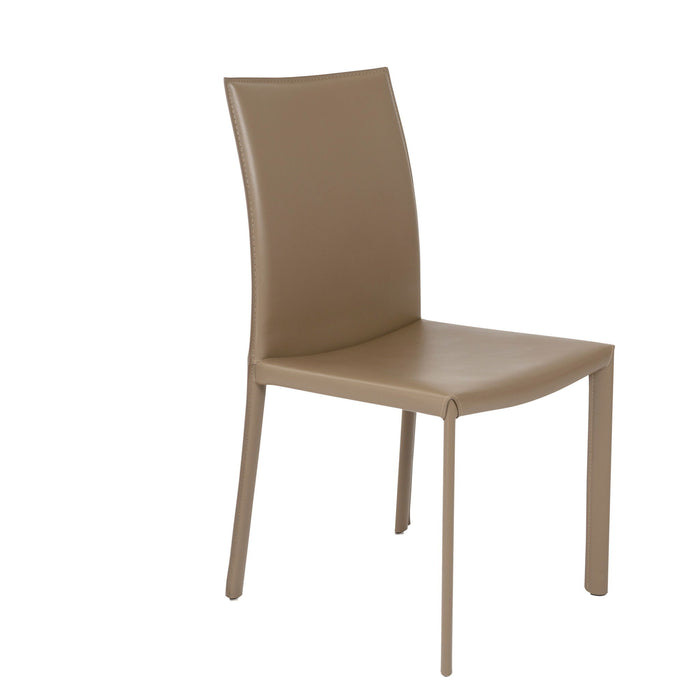 Upholstered Leather Dining Side Chairs (Set of 2) - Taupe