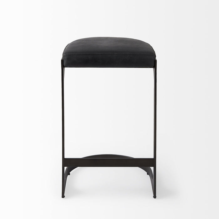 29" Iron Backless Bar Chair - Black
