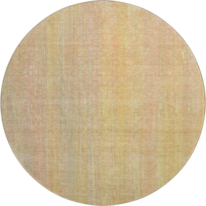 8' Striped Washable Round Rug With UV Protection (648727) - Blush / Gold