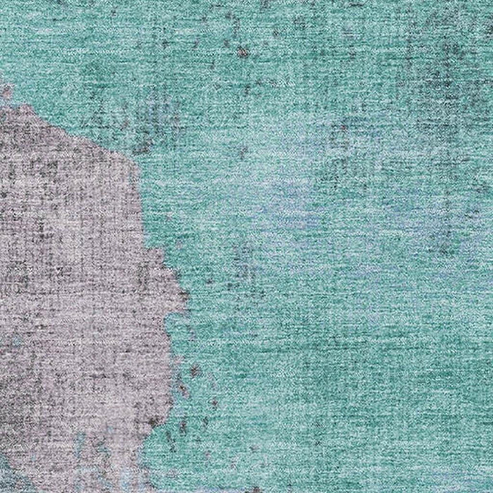 10' X 14' Abstract Washable Area Rug With UV Protection (710400) - Teal / Taupe