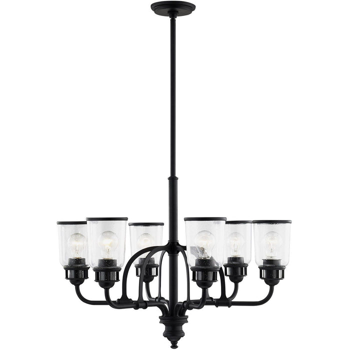 27'' Six Light Dimmable Chandelier With Shades - Black