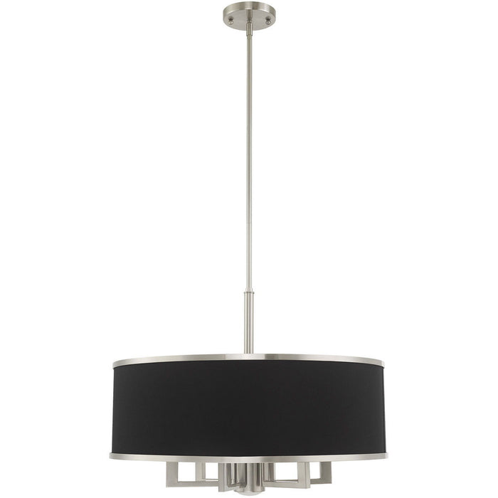 20'' Seven-Light Dimmable Chandelier With Shades - Nickel
