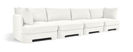 Meridian Furniture velvet performance fabric upholstered 4-piece stationary sectional sofa with plush cushions and modern design.