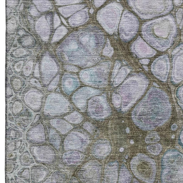 10' X 14' Abstract Washable Area Rug With UV Protection (708838) - Brown / Blue / Gray